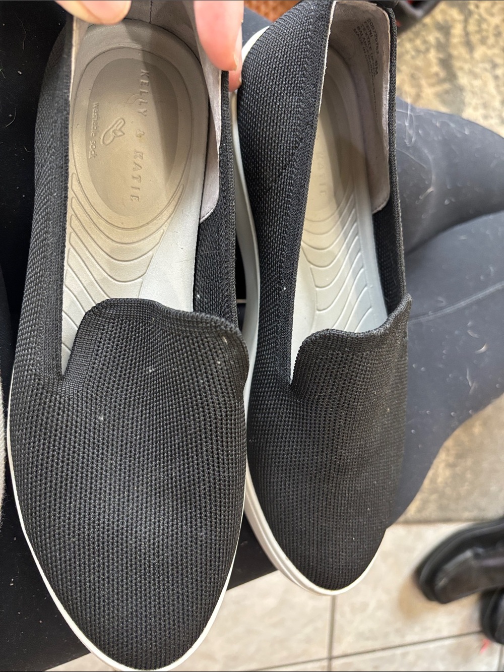 Kelly & Katie Black Knit Slip-On Casual Sneakers